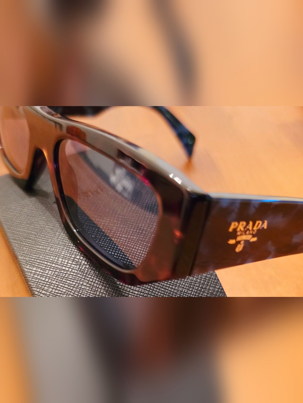 Prada Petrol Green Rectangular Men's Sunglasses